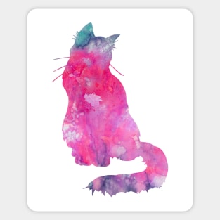 Pink Cat Watercolor Painting Sticker